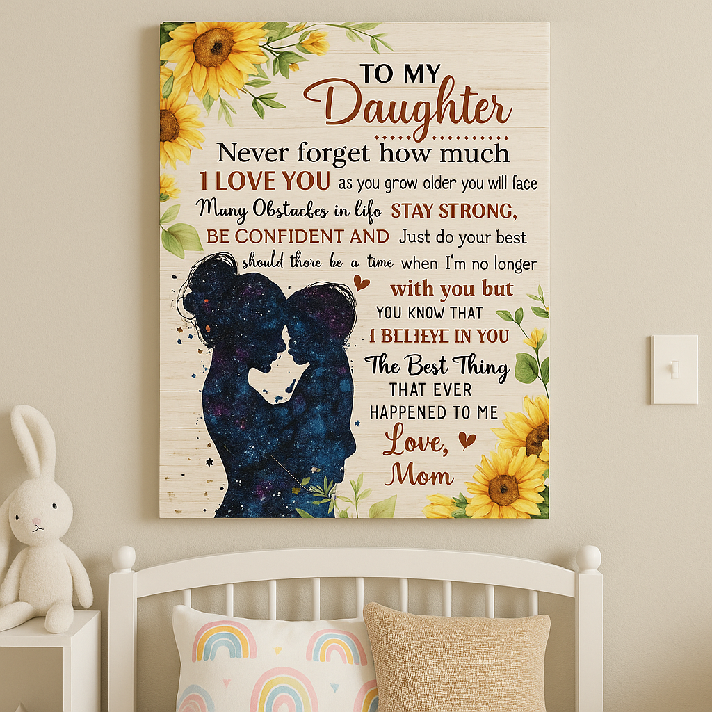 To My Daughter – Mom to Daughter Canvas Wall Art Gift