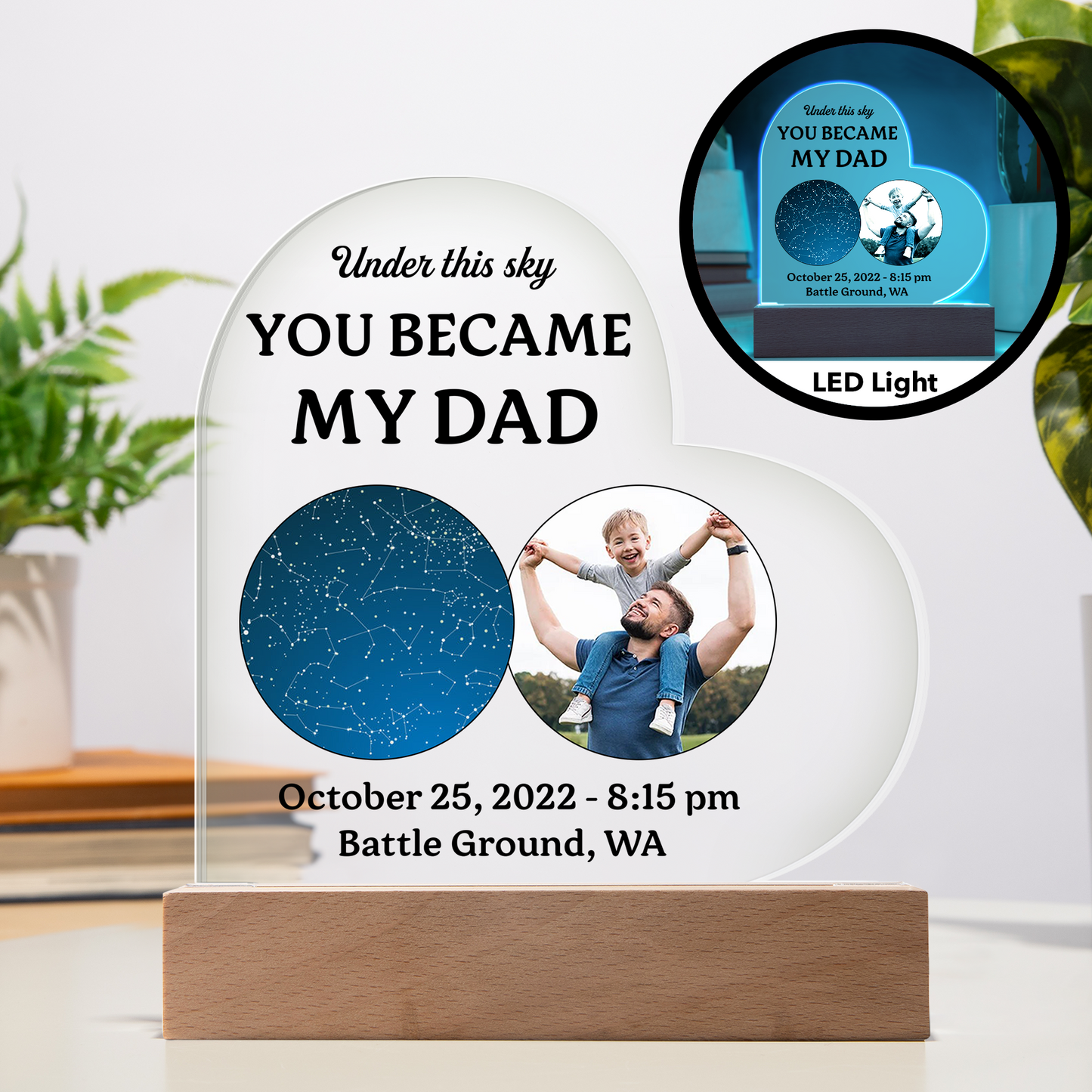 To My Father Custom Star Map Dad Plaque – “You Became My Dad” Gift