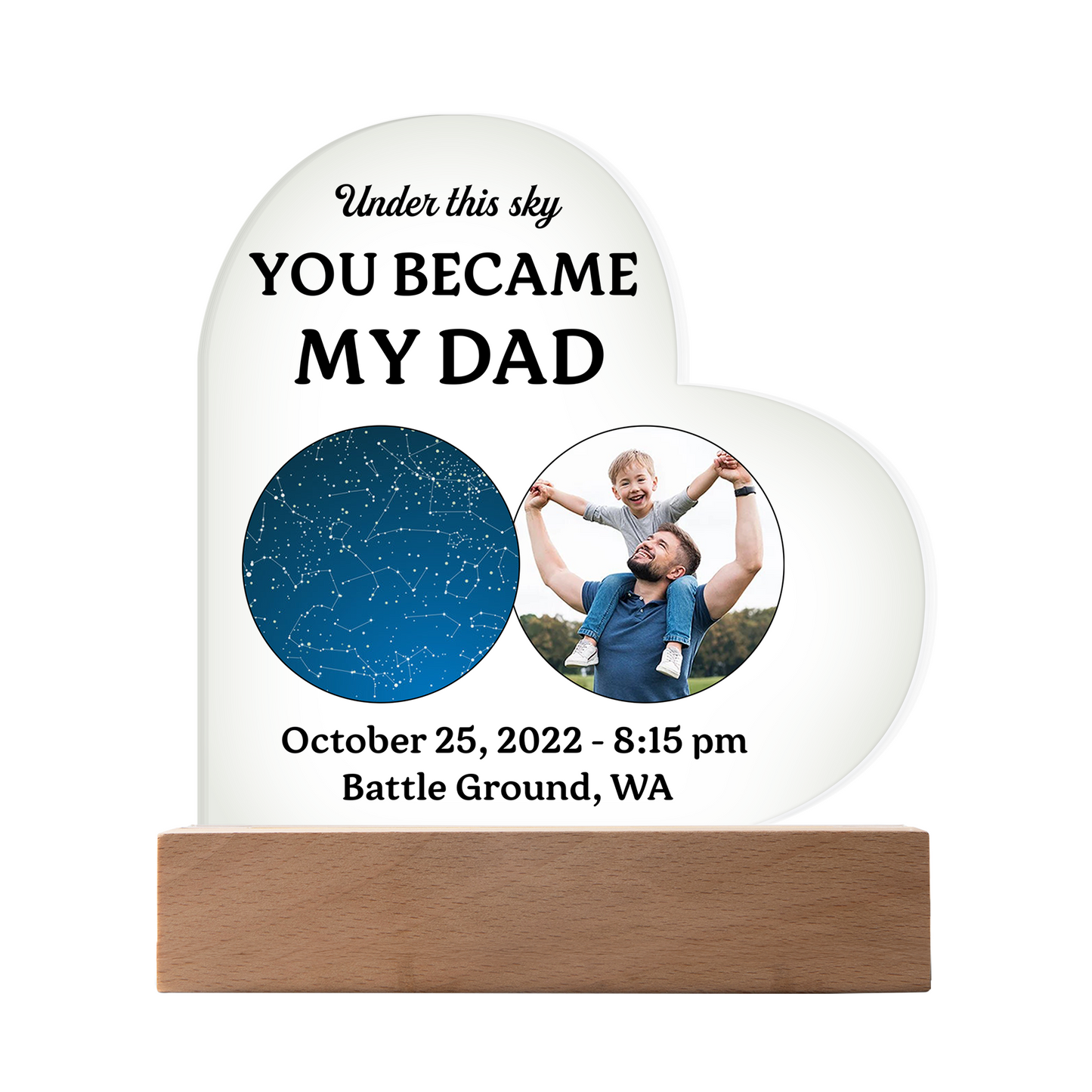 To My Father Custom Star Map Dad Plaque – “You Became My Dad” Gift