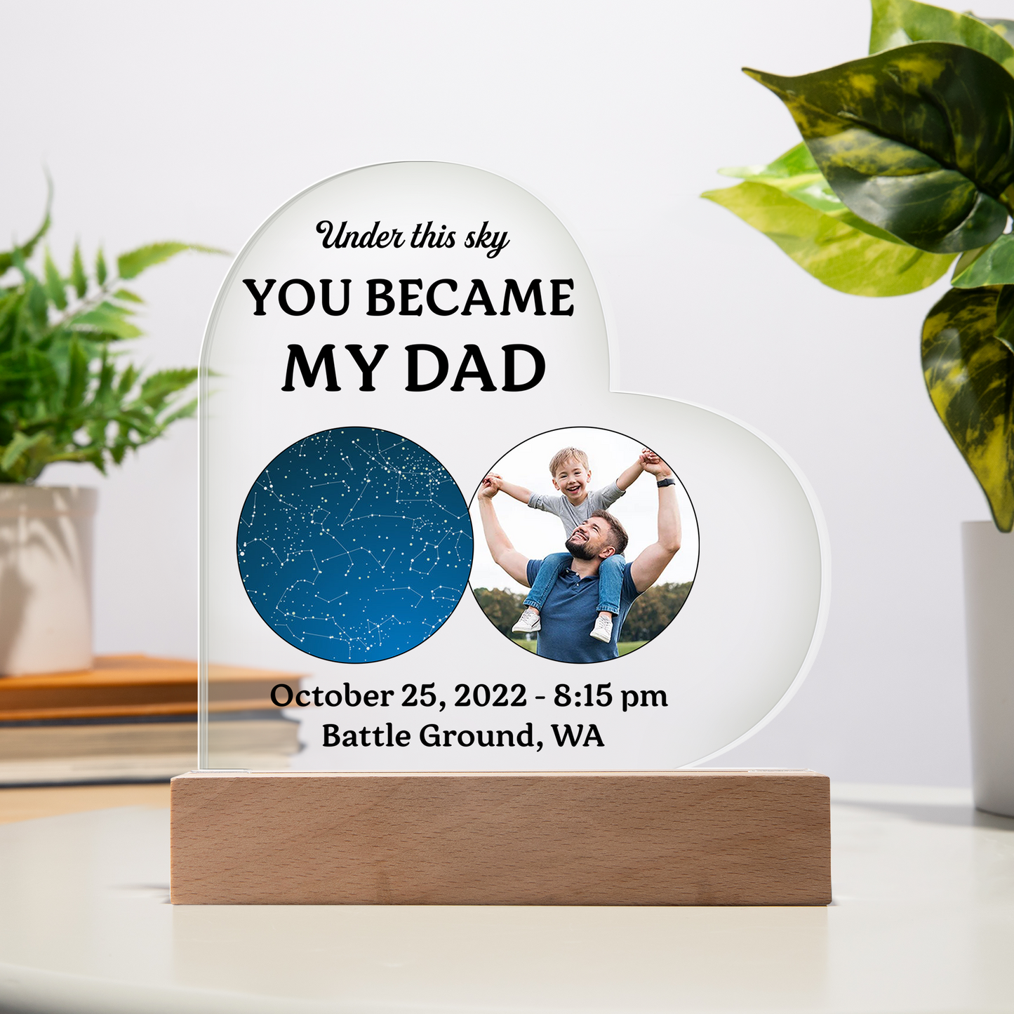 To My Father Custom Star Map Dad Plaque – “You Became My Dad” Gift