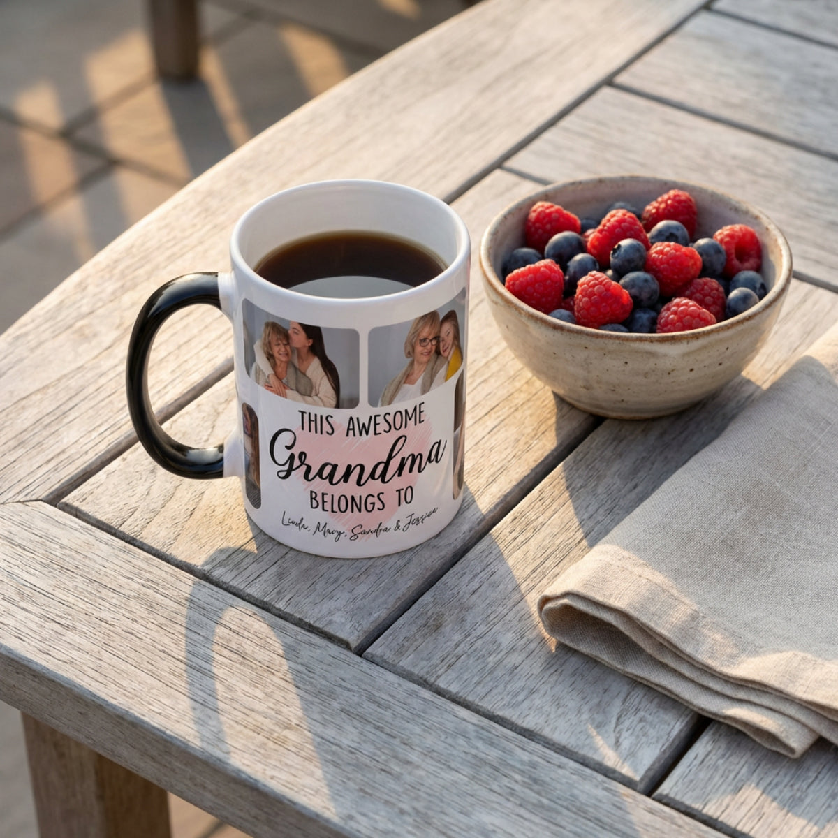 Personalized Grandma Photo Mug – Custom Family Photo Gift for Grandma, Grandkids Mug, Mother’s Day Gift for Nana, Grandma Coffee Mug