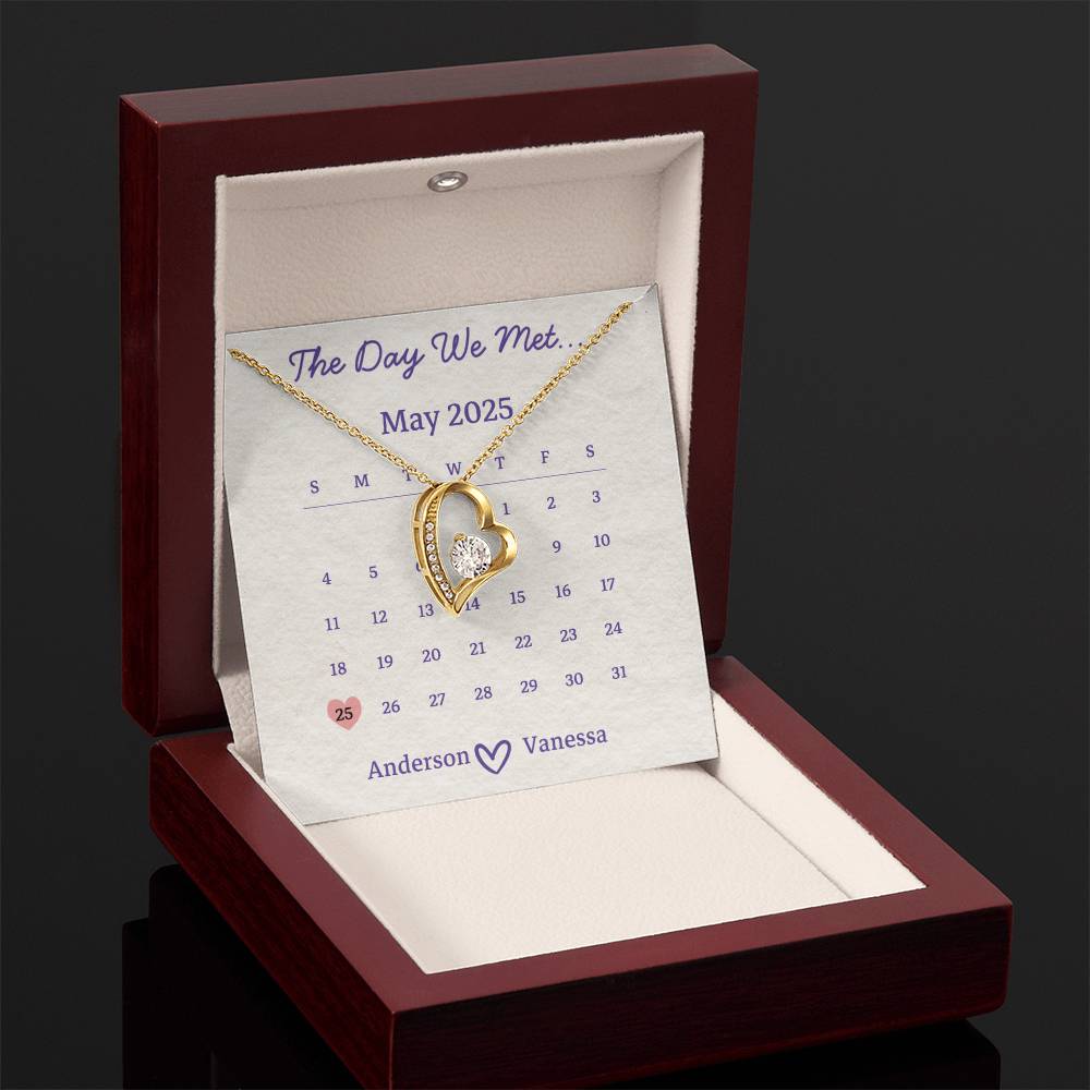 Forever Love Necklace – Custom Calendar Gift for the Day You Met Your Wife or Girlfriend