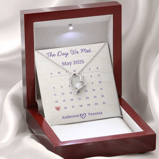 Forever Love Necklace – Custom Calendar Gift for the Day You Met Your Wife or Girlfriend