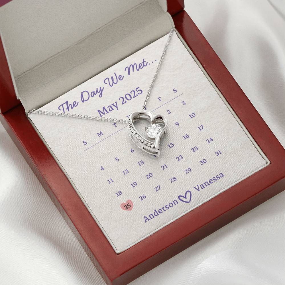 Forever Love Necklace – Custom Calendar Gift for the Day You Met Your Wife or Girlfriend