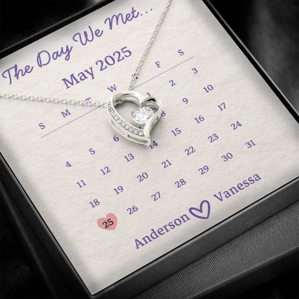 Forever Love Necklace – Custom Calendar Gift for the Day You Met Your Wife or Girlfriend