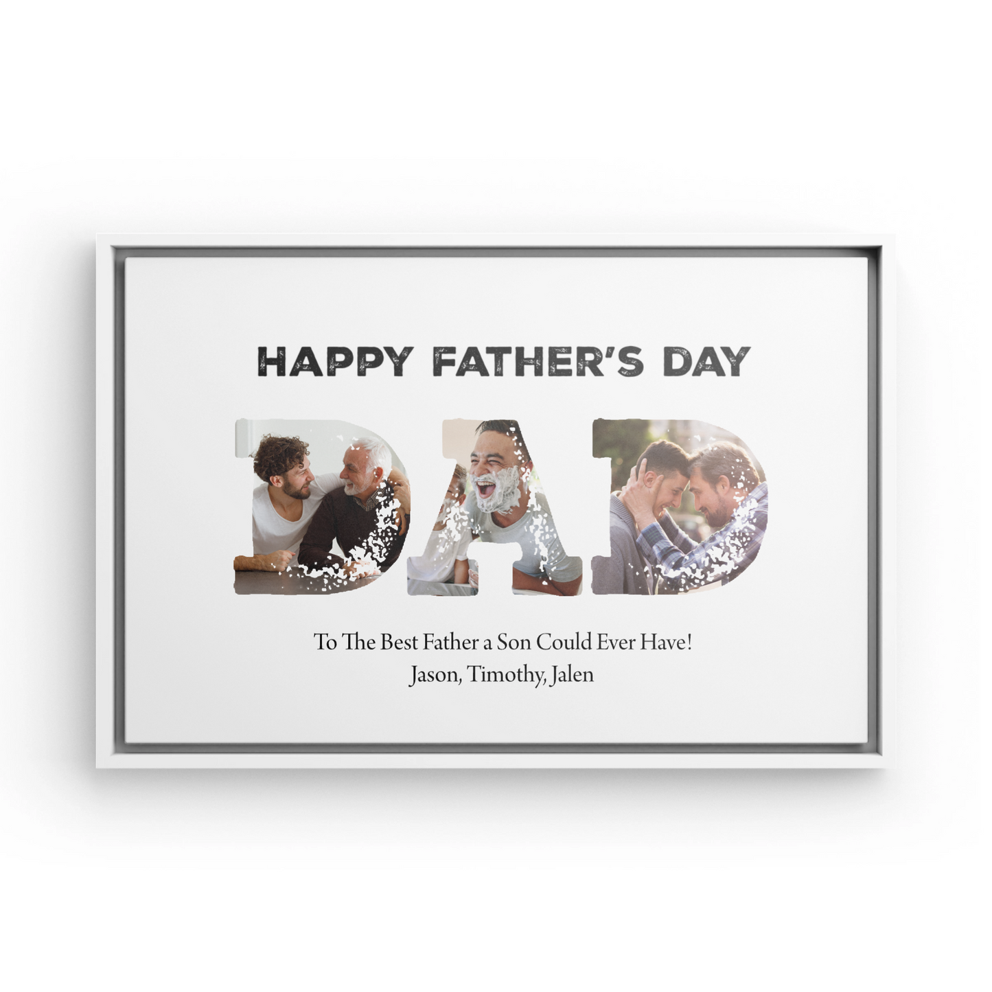 Personalized “DAD” Framed Father's Day Photo Canvas Keepsake Gift for Dad