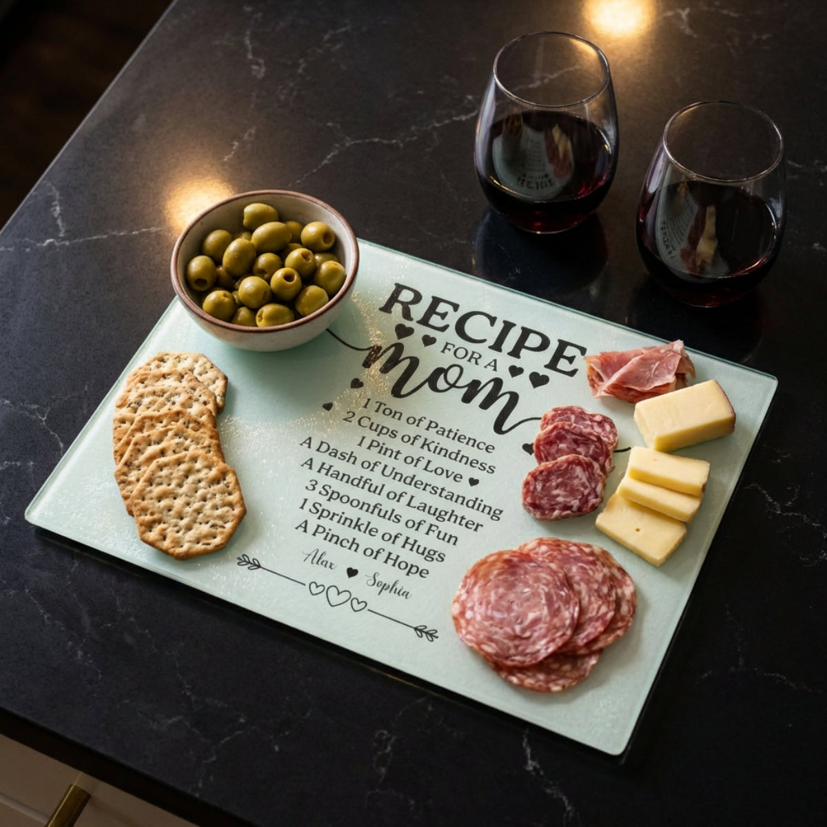 Recipe for a Mom" Personalized Cutting Board - Mother's Day Kitchen Gift
