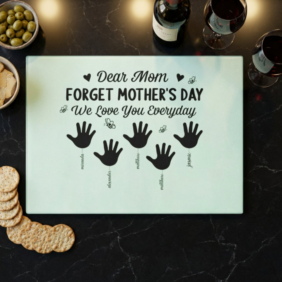 Personalized Forget Mother’s Day Acrylic Plaque – Custom Kids Names Gift for Mom, We Love You Everyday Sign