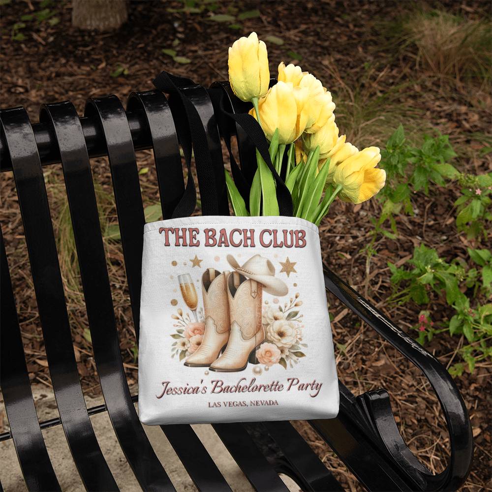Custom Bachelorette Tote – The Bach Club Bag with Name & Location