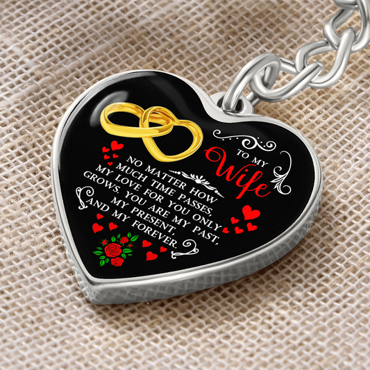 To My Wife” Heart Keychain – Romantic Curb Key Ring Gift for Her