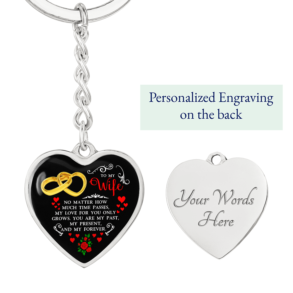 To My Wife” Heart Keychain – Romantic Curb Key Ring Gift for Her