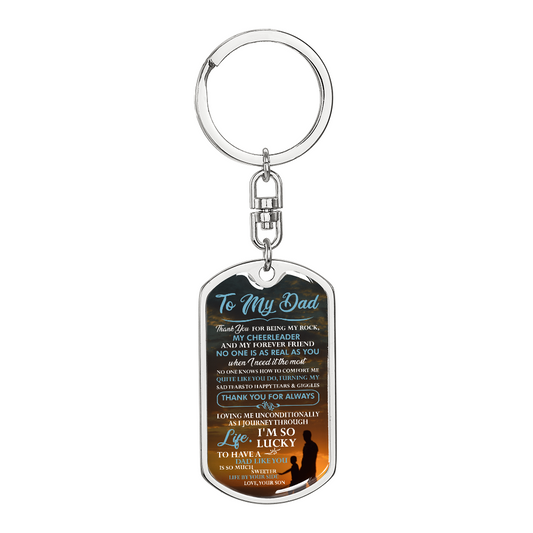 To My Dad – Personalized Graphic Dog Tag Keychain with Engraving Option