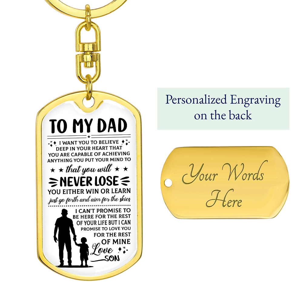 To My Dad – Love, Son” Dog Tag Keychain – Inspirational Father Gift