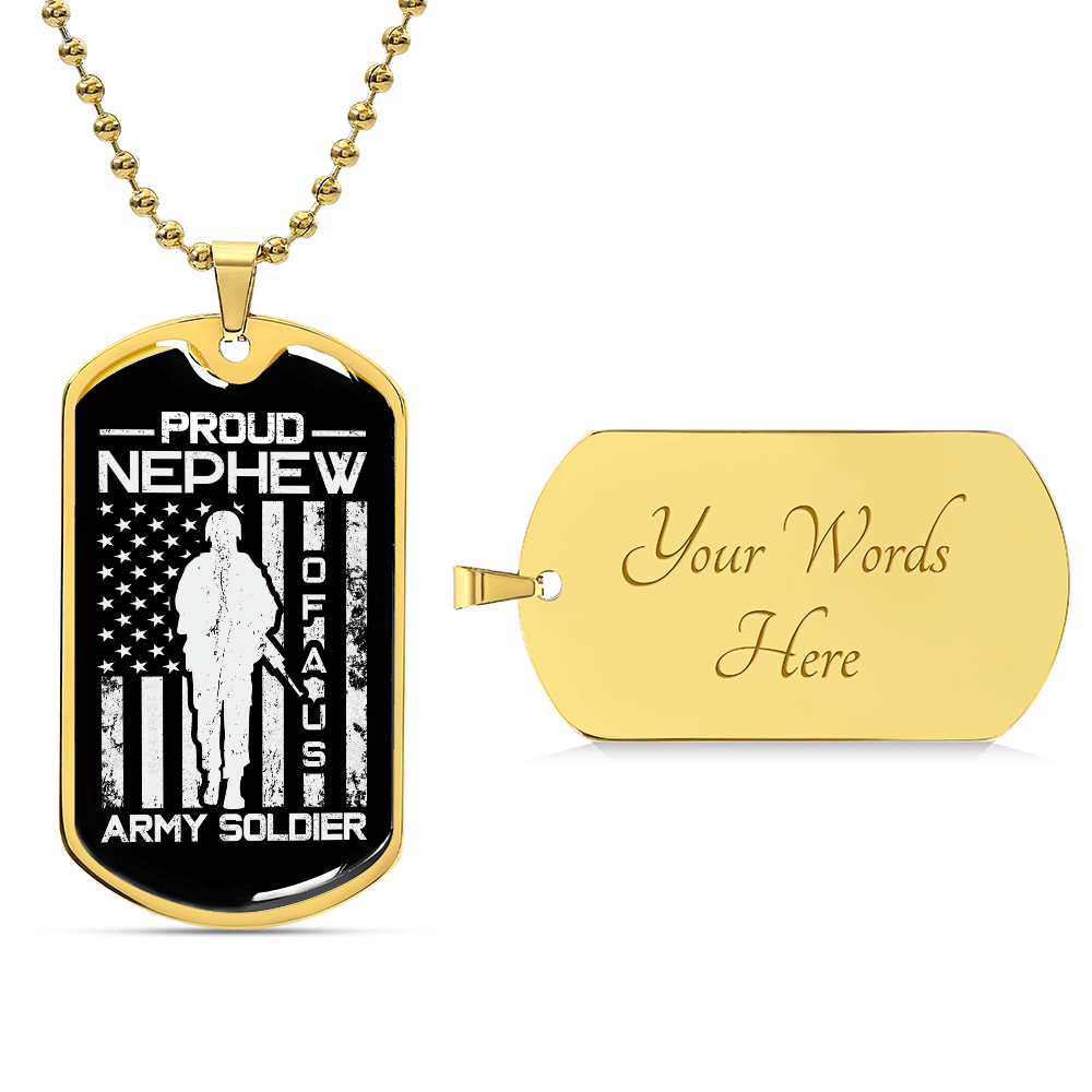 Proud Nephew Army Soldier Necklace – Military Dog Tag Pendant Gift | Patriotic Army Family Jewelry