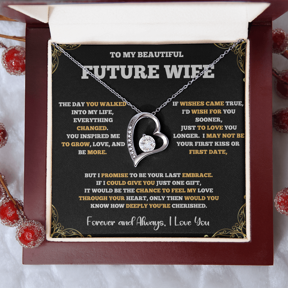 Forever Love Necklace for Future Wife – Romantic Gift with Heartfelt Message Card