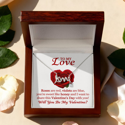 Scripted Love Necklace for Her – Romantic Valentine's Day Gift with Luxury Box, Meaningful Love Jewelry