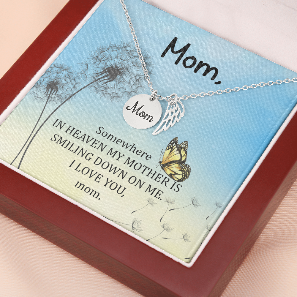Memorial Necklace for Mom – Remembrance Angel Wing Jewelry Gift