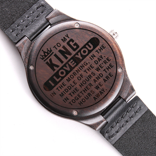 To My Husband – Engraved Wooden Watch with “I Love You” Message