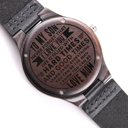 To My Son – Engraved Wooden Watch | Sentimental Keepsake Gift