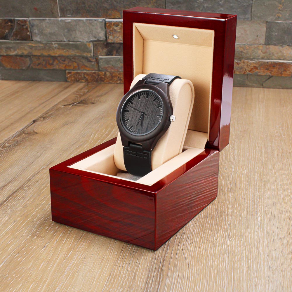 To My Husband – Engraved Wooden Watch with “I Love You” Message