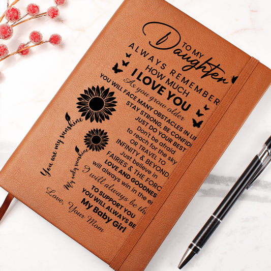 To My Daughter Graphic Leather Journal – Inspirational Gift