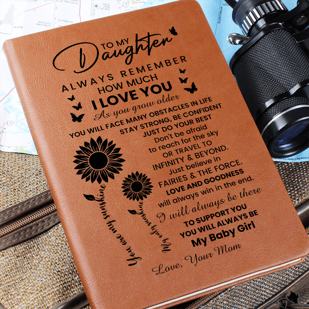 To My Daughter Graphic Leather Journal – Inspirational Gift