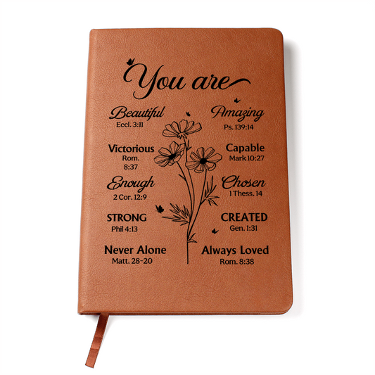 You Are Scripture Leather Journal – Inspirational Bible Gift