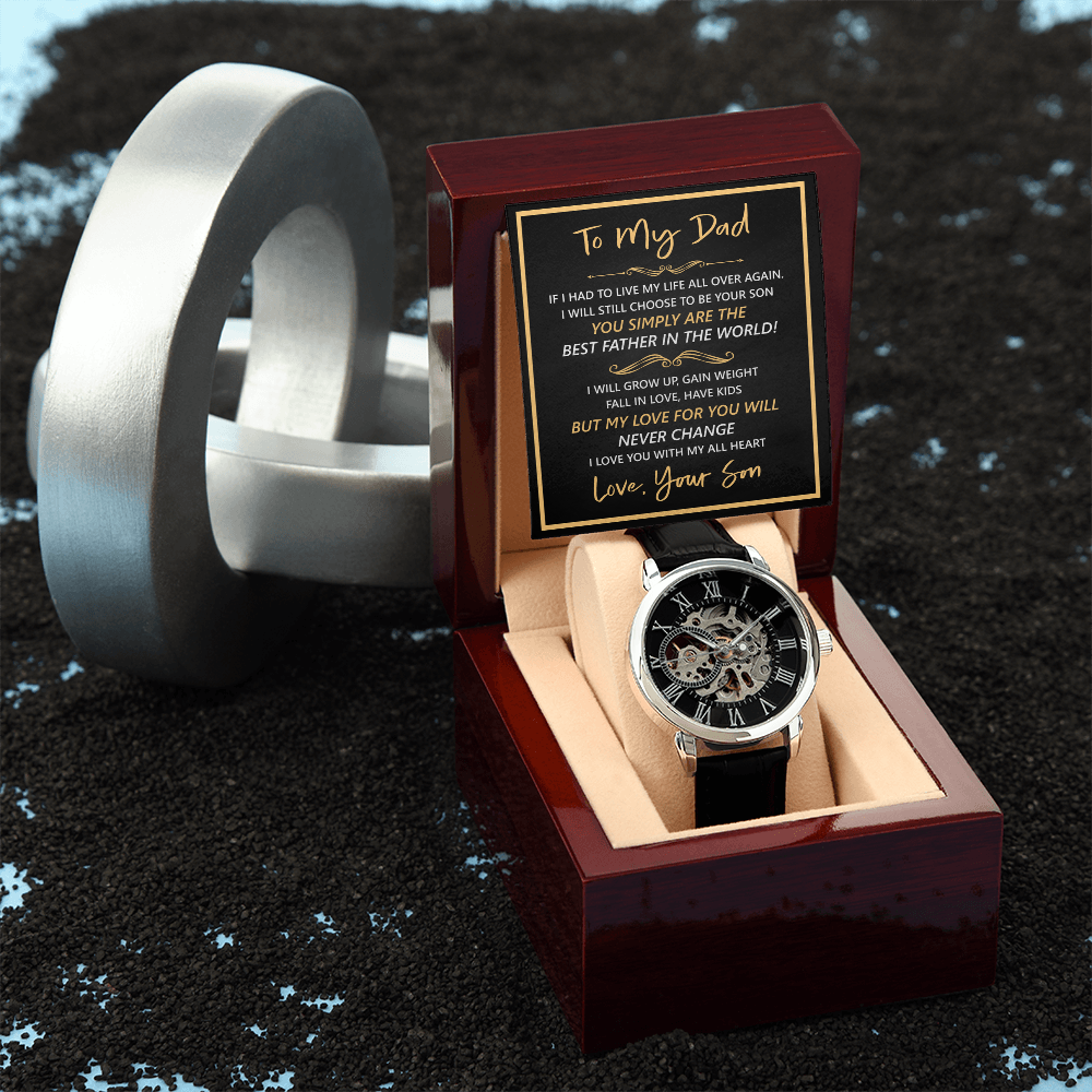 Luxury Openwork Watch Father's Day Gift for Dad – With Heartfelt Message Card