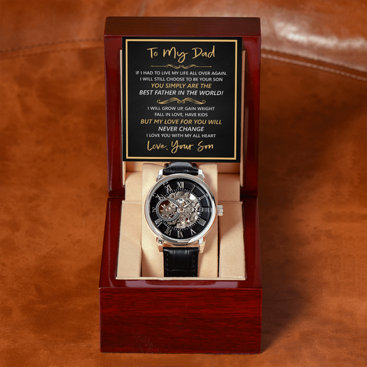 Luxury Openwork Watch Father's Day Gift for Dad – With Heartfelt Message Card