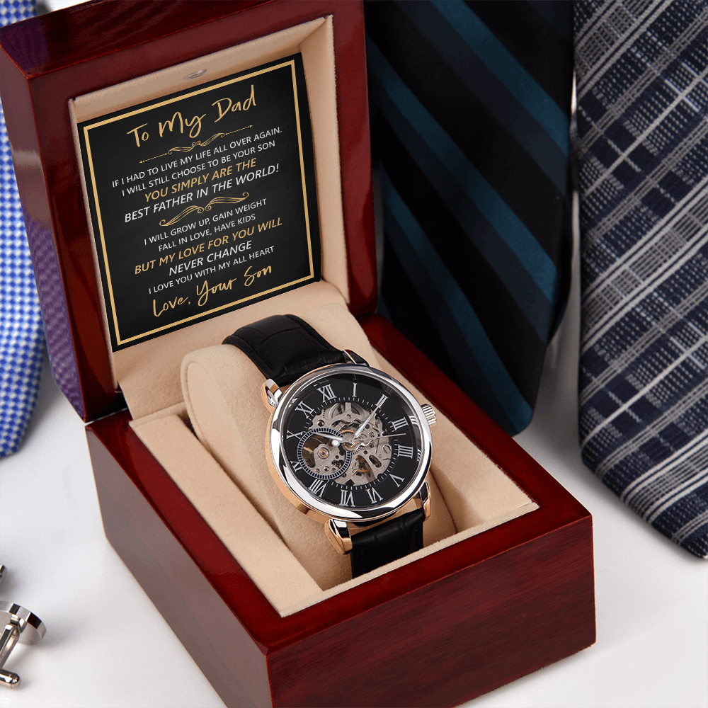 Luxury Openwork Watch Father's Day Gift for Dad – With Heartfelt Message Card