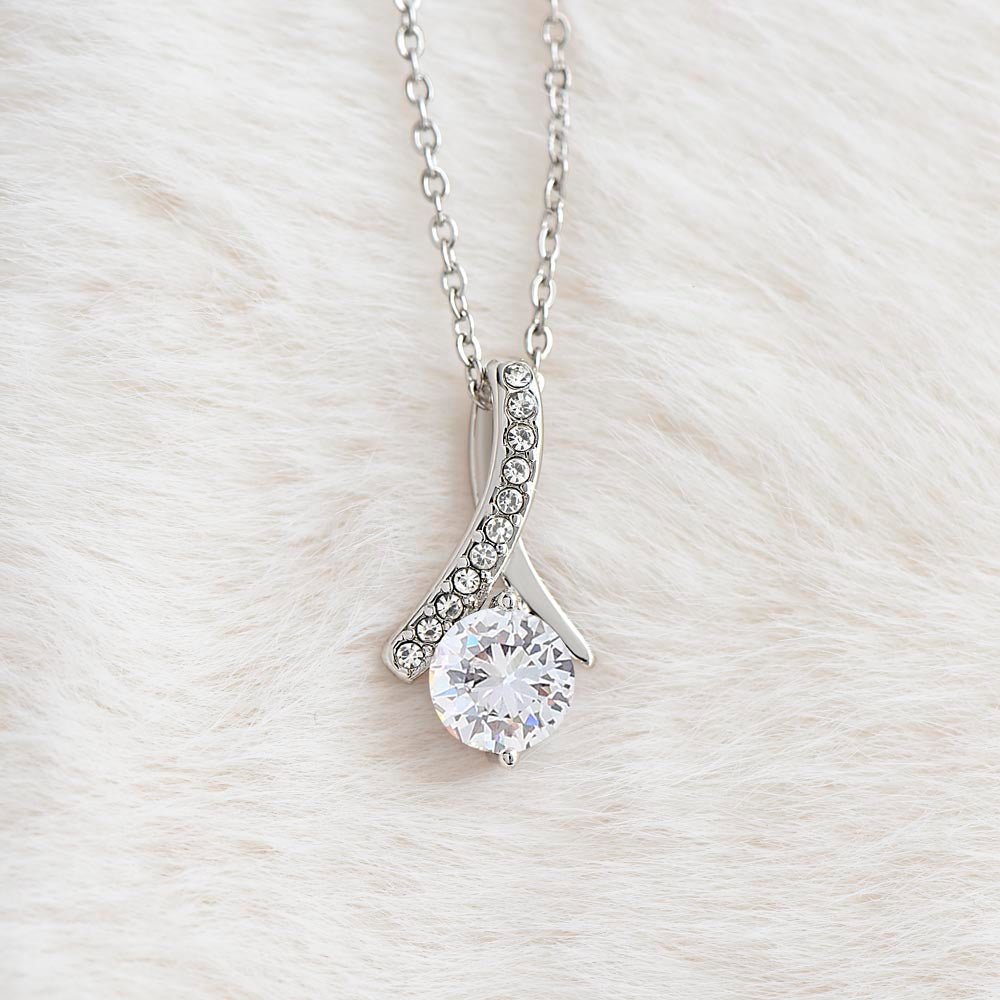 Alluring Beauty Necklace for Future Wife – Romantic Keepsake with Heartfelt Message Card (White or Yellow Gold)