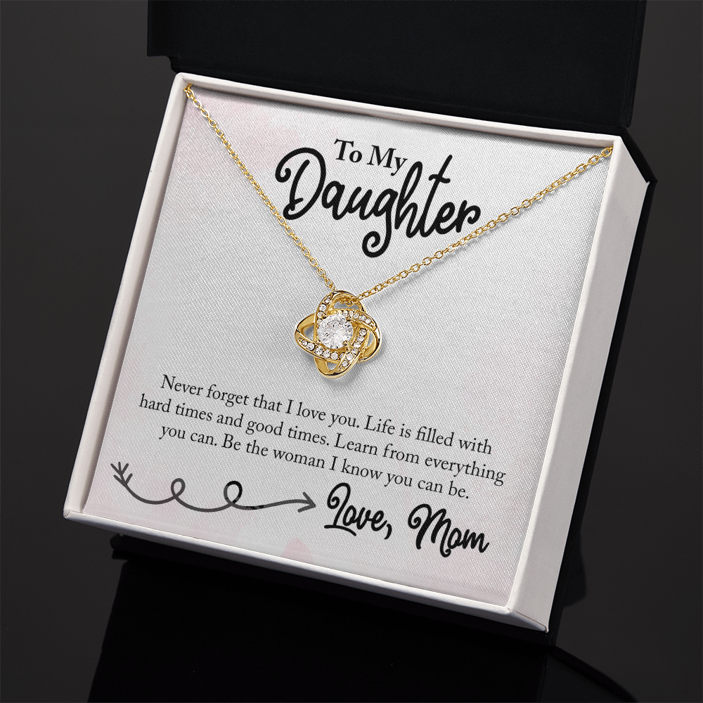 To My Daughter Love Knot Necklace – I Love You Gift from Mom or Dad