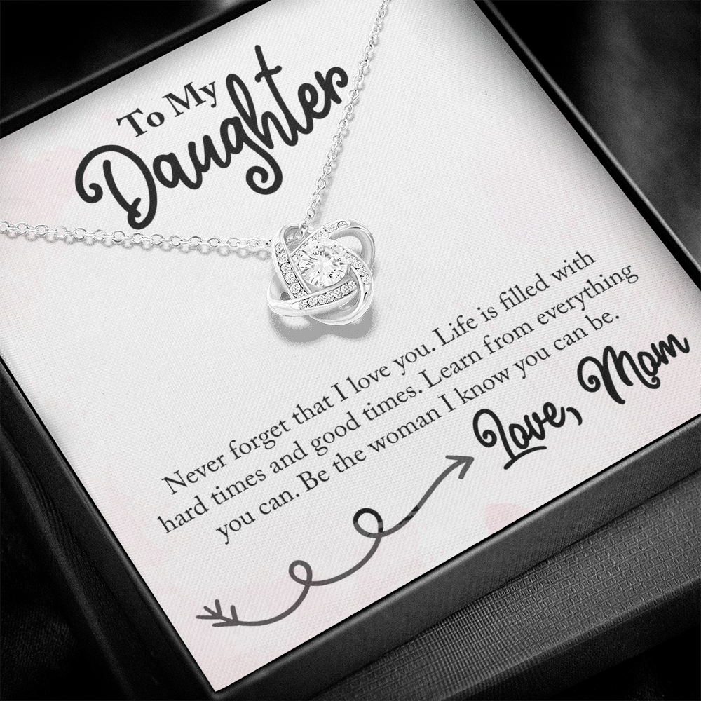 To My Daughter Love Knot Necklace – I Love You Gift from Mom or Dad