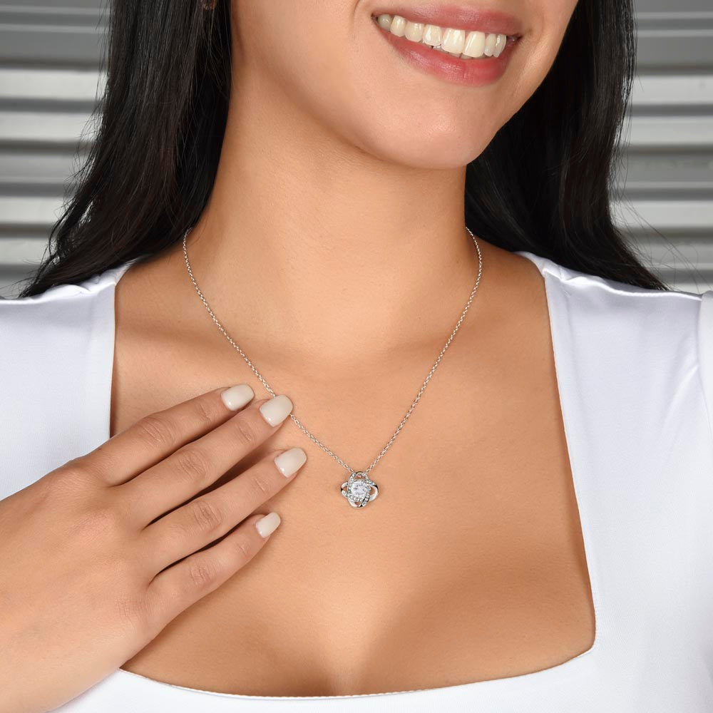 To My Future Wife – Love Knot Necklace with Romantic Message Card (Yellow or White Gold