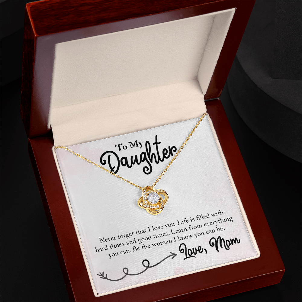 To My Daughter Love Knot Necklace – I Love You Gift from Mom or Dad