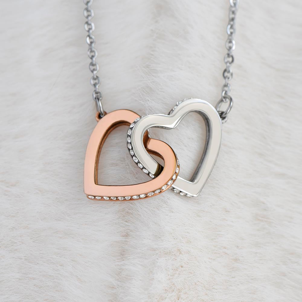 Personalized Interlocking Hearts Necklace for Niece – Custom Message Card Gift in Luxury Box