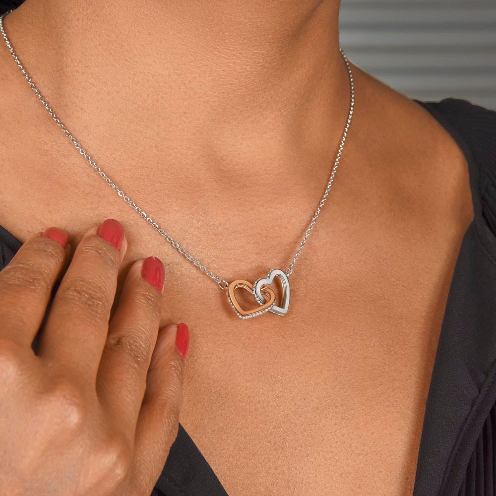 Personalized Interlocking Hearts Necklace for Niece – Custom Message Card Gift in Luxury Box