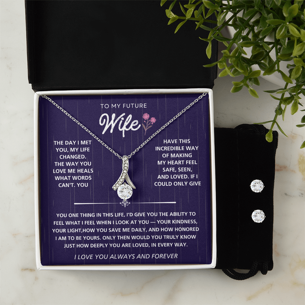 Alluring Beauty Necklace & Earring Set for Future Wife – Gift Box