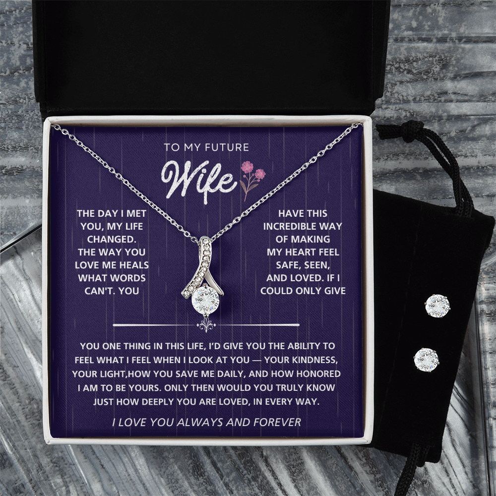 Alluring Beauty Necklace & Earring Set for Future Wife – Gift Box