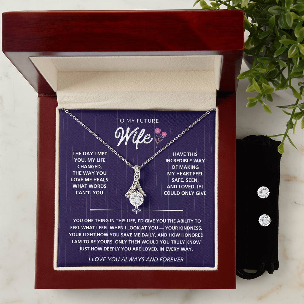 Alluring Beauty Necklace & Earring Set for Future Wife – Gift Box