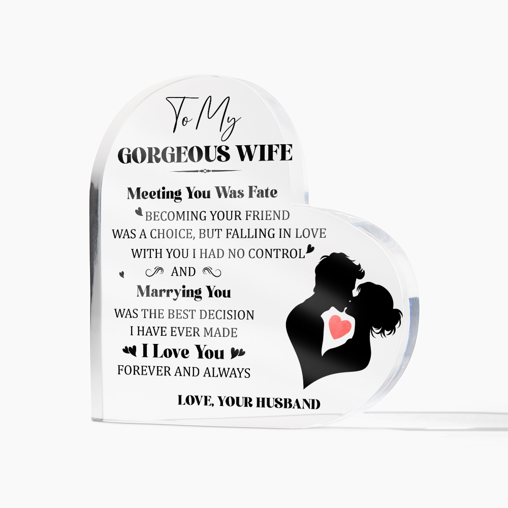 Heart-Shaped Acrylic Couple Art – Romantic Gift for Lovers, perfect for expressing love and commitment to your wife.
