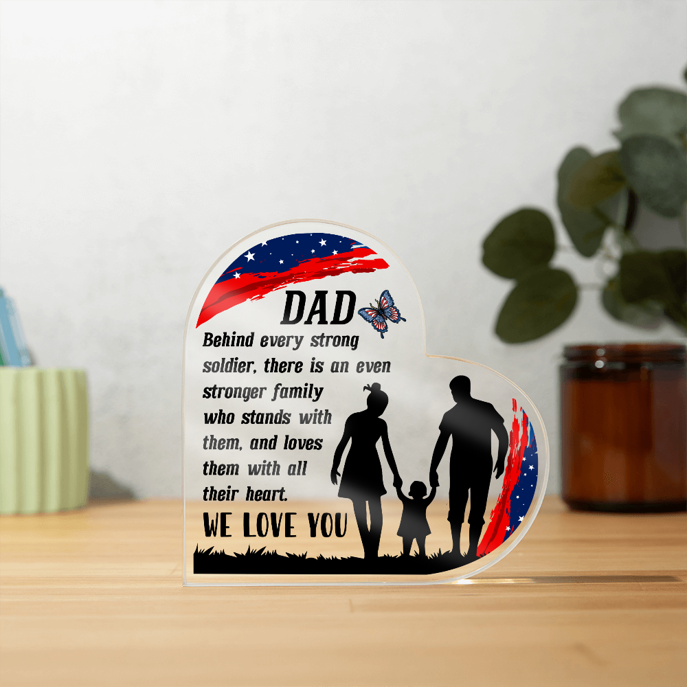 Patriotic Heart Acrylic Gift for Dad – Military Father’s Day Keepsake from Kids