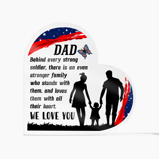 Patriotic Heart Acrylic Gift for Dad – Military Father’s Day Keepsake from Kids