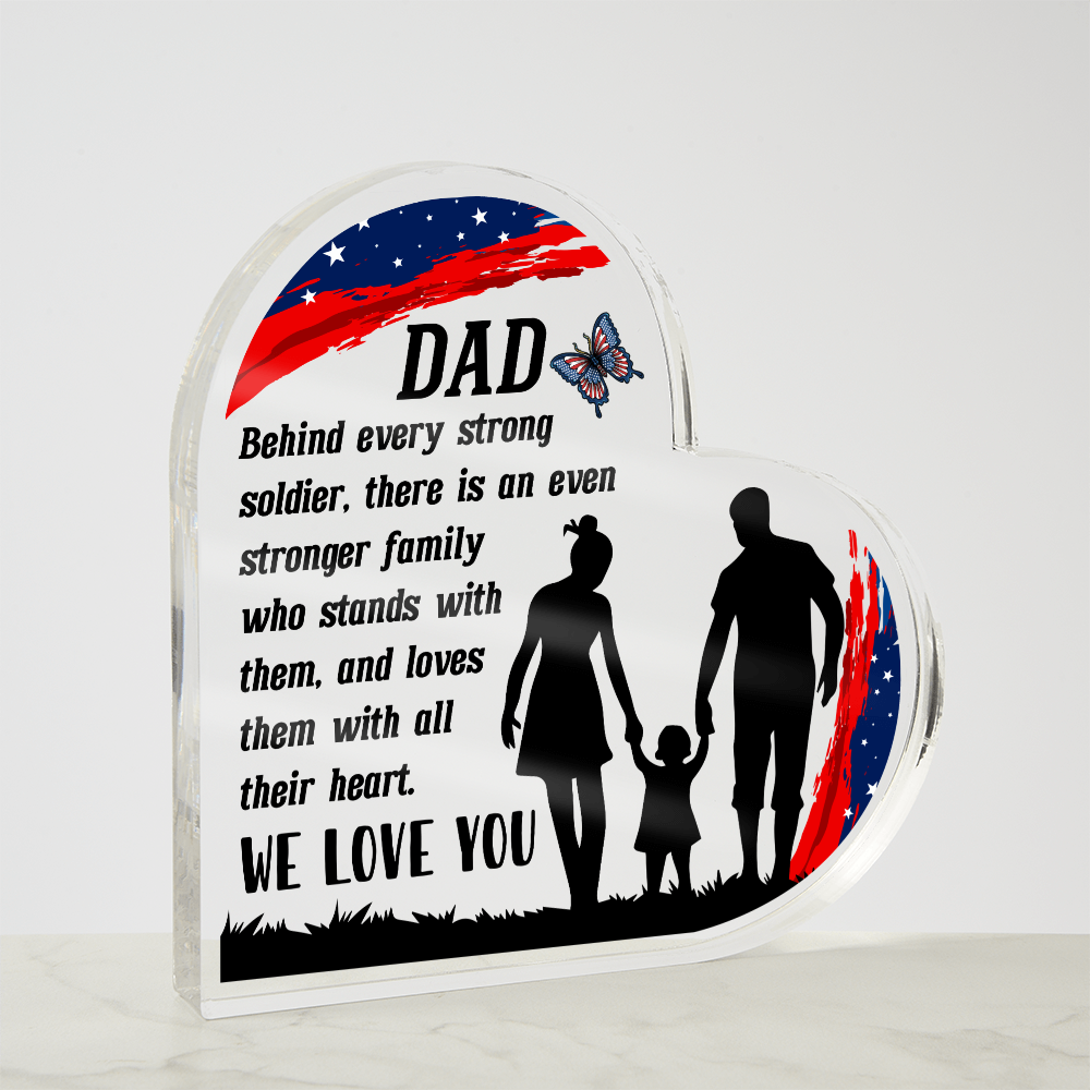 Patriotic Heart Acrylic Gift for Dad – Military Father’s Day Keepsake from Kids