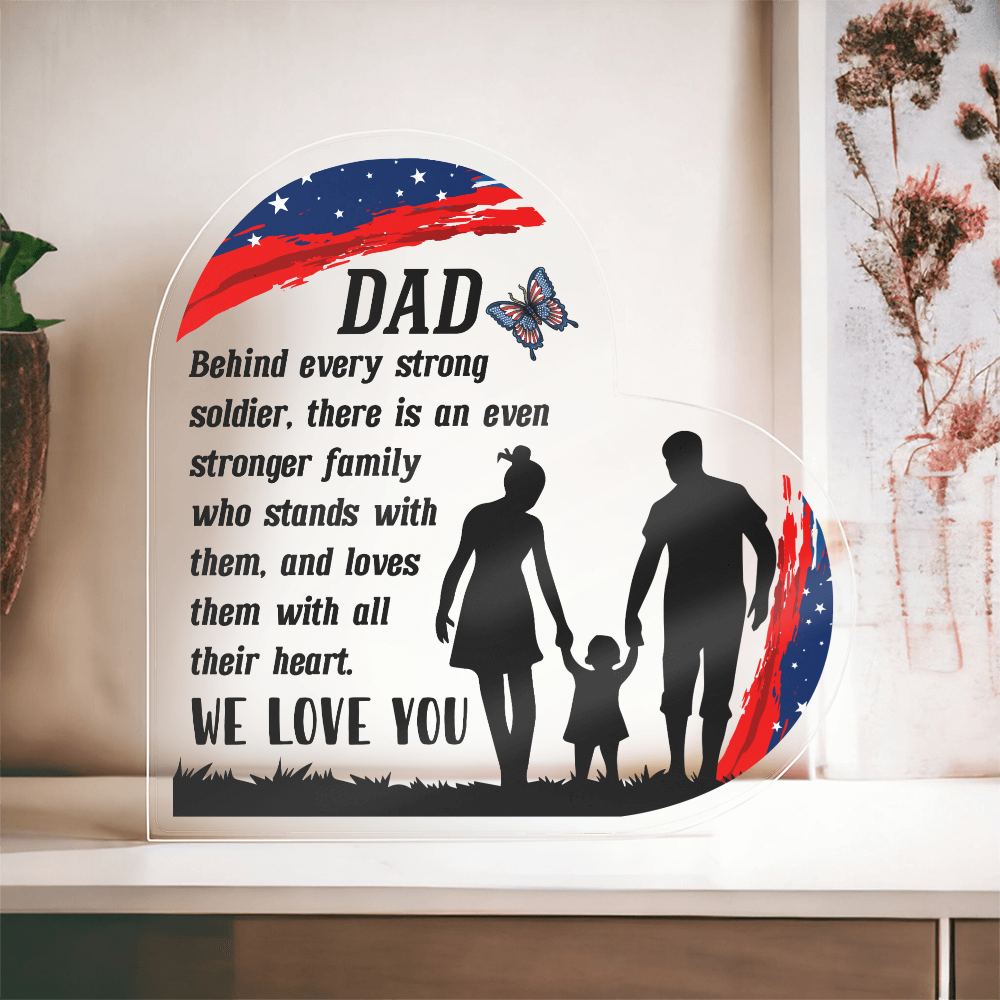 Patriotic Heart Acrylic Gift for Dad – Military Father’s Day Keepsake from Kids