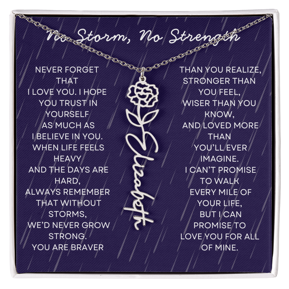 Custom Birth Flower Name Necklace with Message Card – Personalized Gift for Her