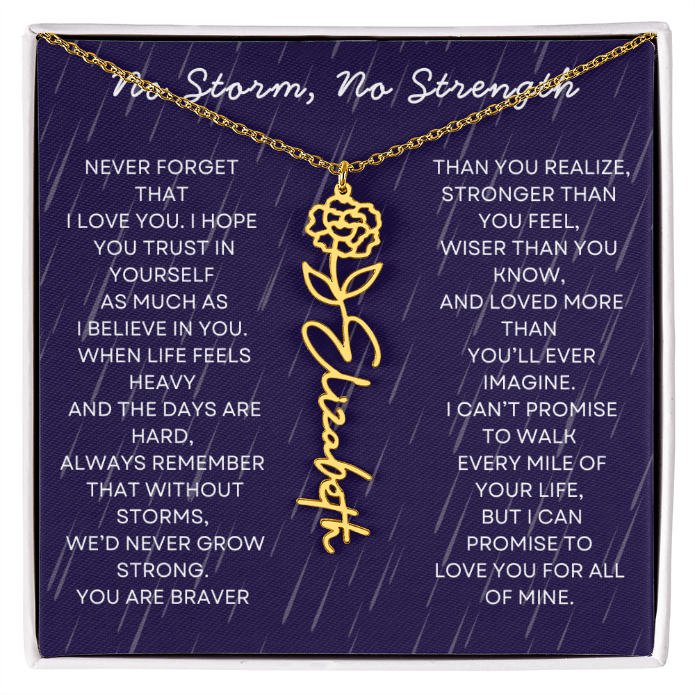 Custom Birth Flower Name Necklace with Message Card – Personalized Gift for Her