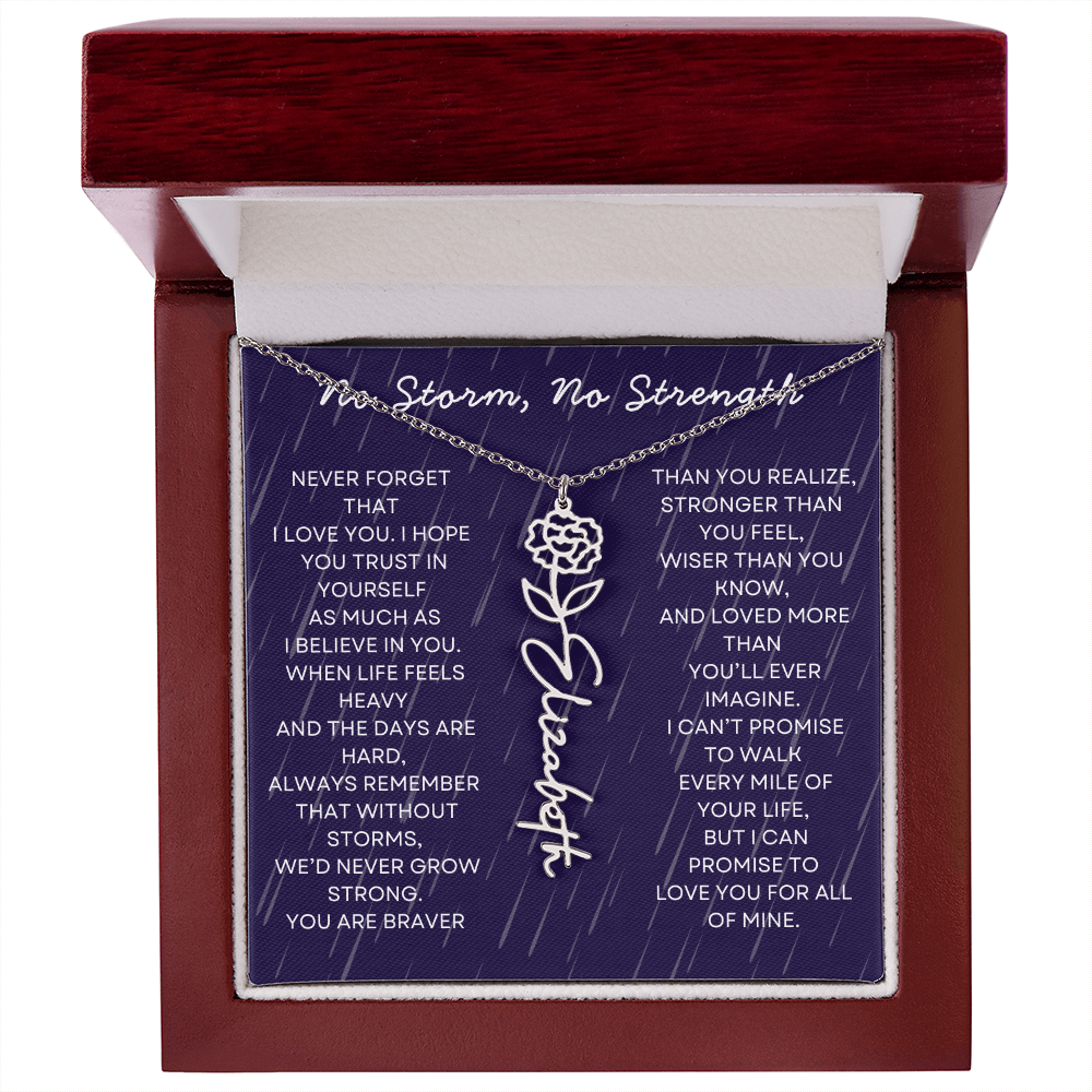 Custom Birth Flower Name Necklace with Message Card – Personalized Gift for Her