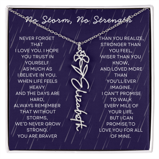 Custom Birth Flower Name Necklace with Message Card – Personalized Gift for Her