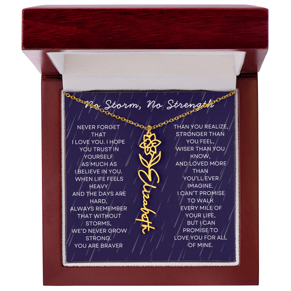 Custom Birth Flower Name Necklace with Message Card – Personalized Gift for Her